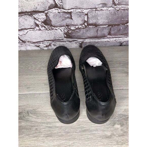 BASS Regina Black Leather Weaves Woven Basket weave Loafers Women Sz 10M US/41EU - Picture 6 of 16